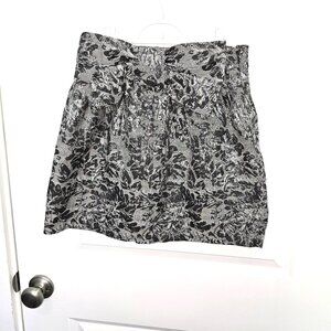 Vintage Wet Seal Skirt Gray Black Floral Shiny Bow Size Small Mini Party